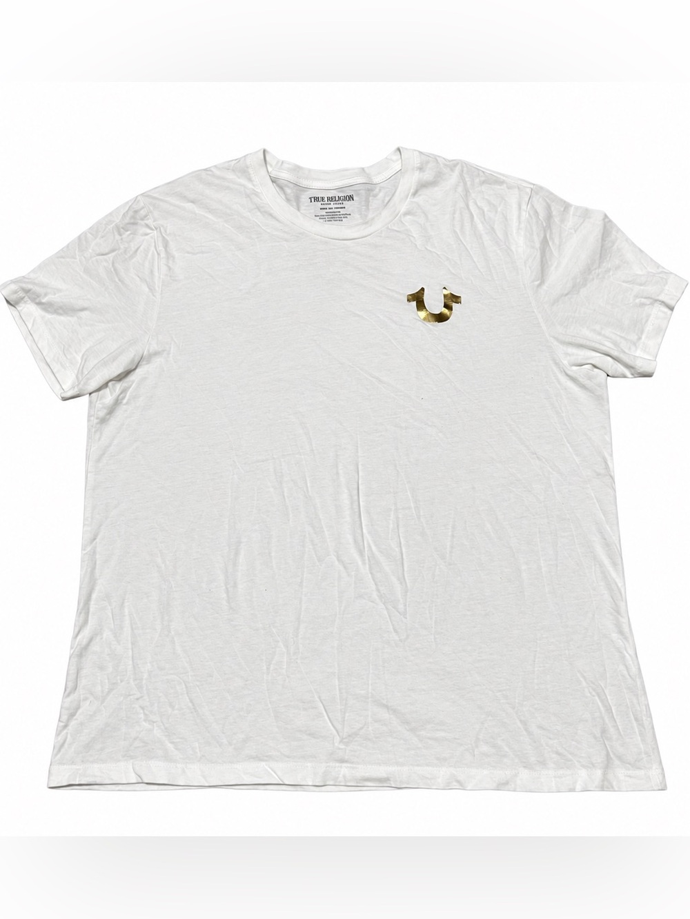 True Religion White Short Sleeve Tee with Gold Logo